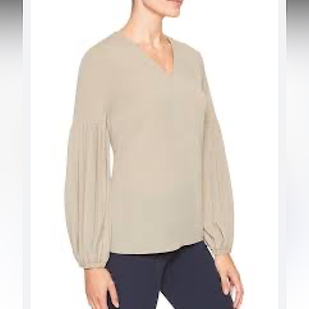 BANANA REPUBLIC pleated tan puff long sleeves blouse boho women’s size S